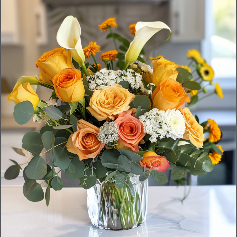 Golden Harmony: A Chic Floral Symphony in a Vase