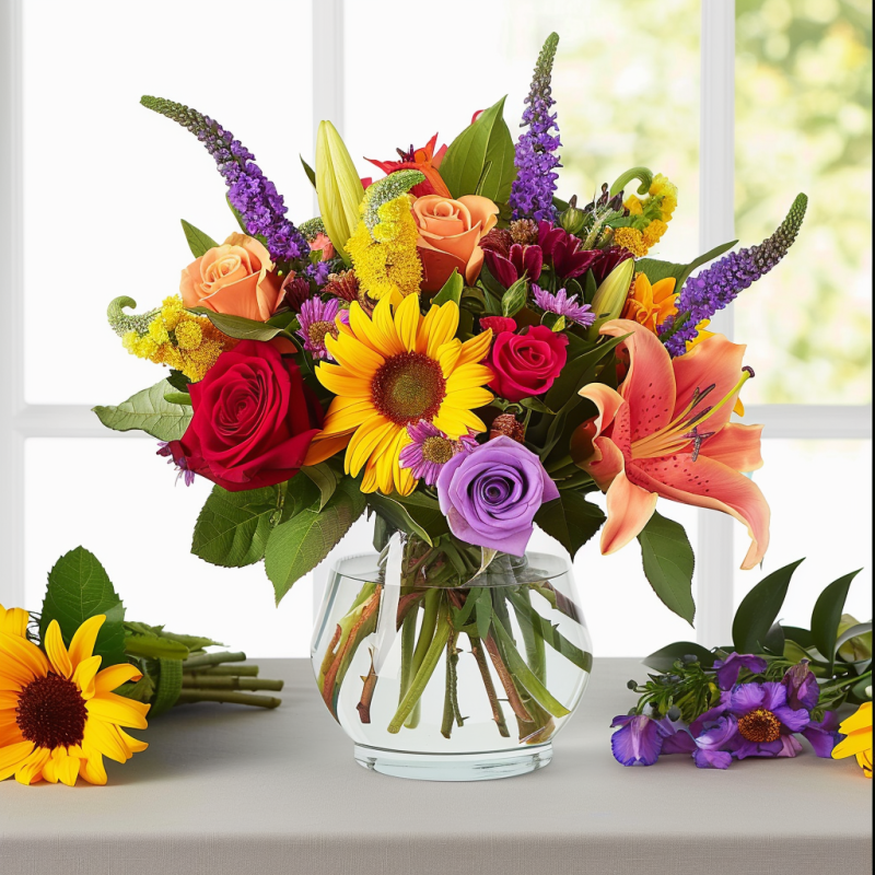 Bright Elegance: A Festive Floral Symphony in a Vase