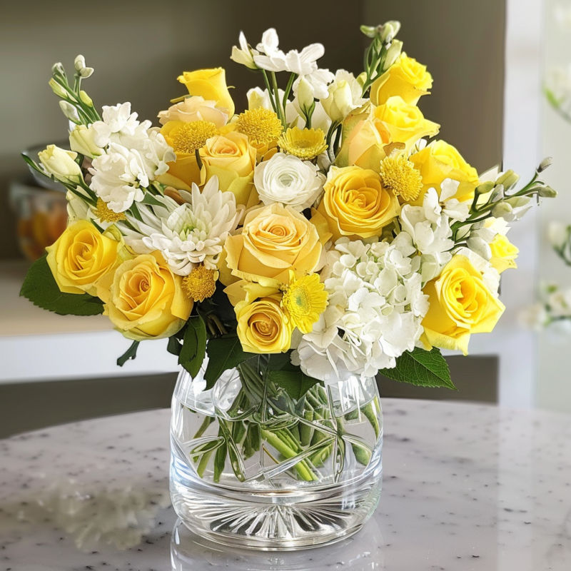 Sunshine Charm: Yellow and White Floral Elegance