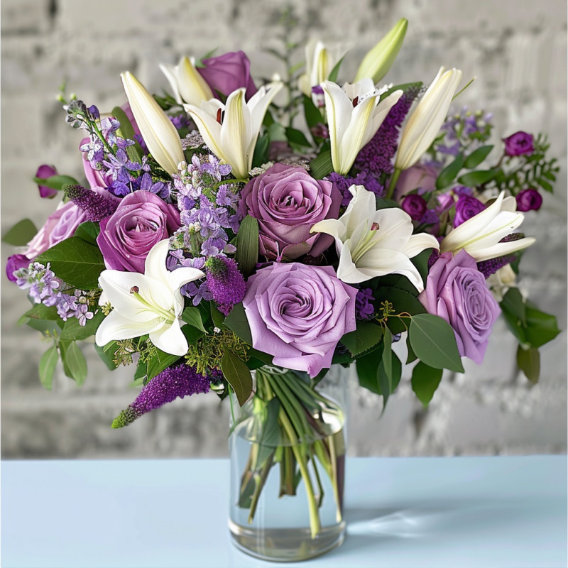 Lavender Elegance: White and Purple Floral Symphony